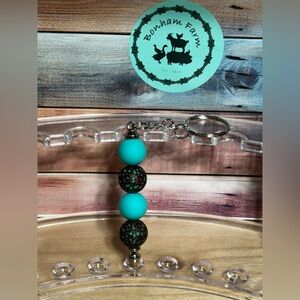 Turquoise and Brown Keychain